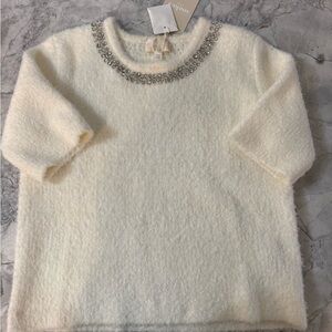 Soaked Elegant Cream Sweater with Embellished Neckline NWT sz L